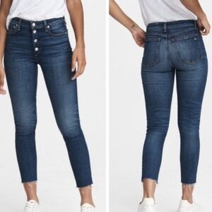 Rag & Bone Nina High Rise Ankle Skinny Jeans Raw Hem Atlantic Wash Size 26